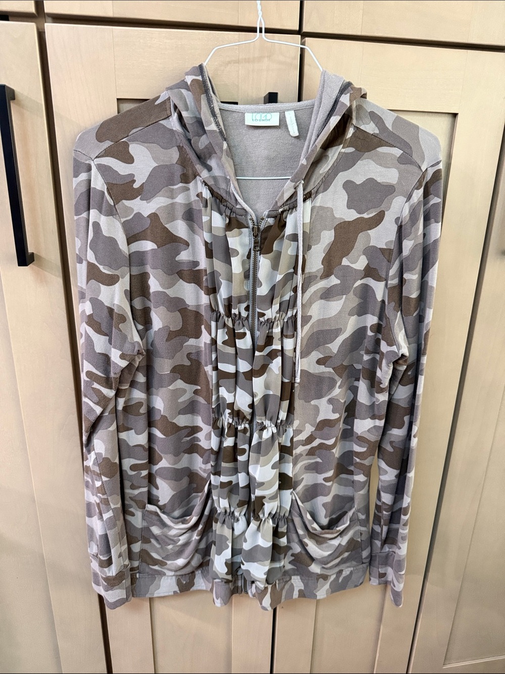 Velvet Heart Taupe and Brown Camo Hooded Zip-Up